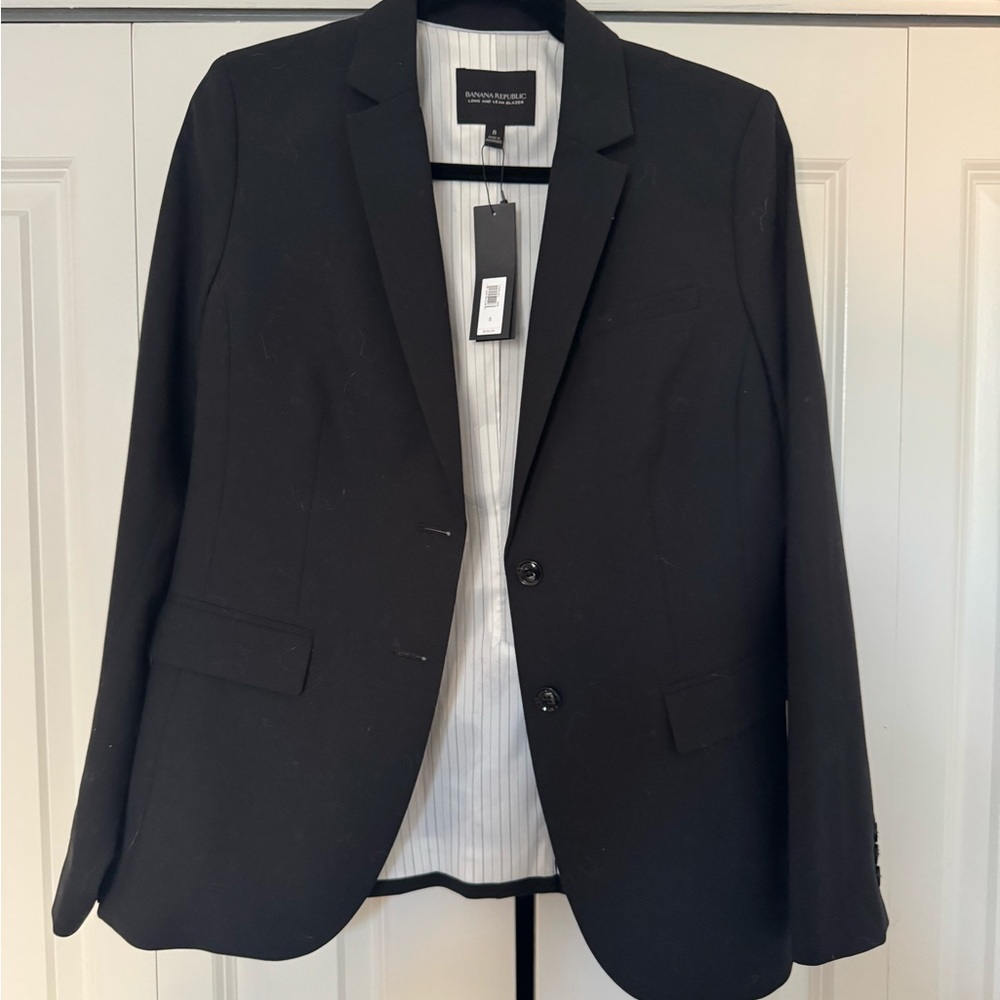 Banana Republic Black Women's Suit Jacket with Pinstripe Lining